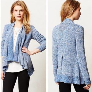 Anthropologie Moth Winnie Wool Blend Open Front Cardigan in Blue size Small